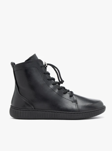 Schwarze Sportstiefel aus Glattleder