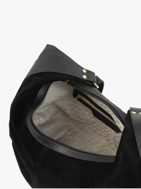 Handtasche aus schwarzem Leder und Velours