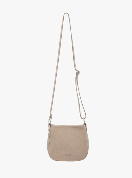 Beigefarbene Handtasche aus Leder und Velours