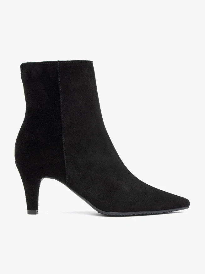 <p>Schwarze hohe Stiefeletten mit Stilettoabsatz</p>