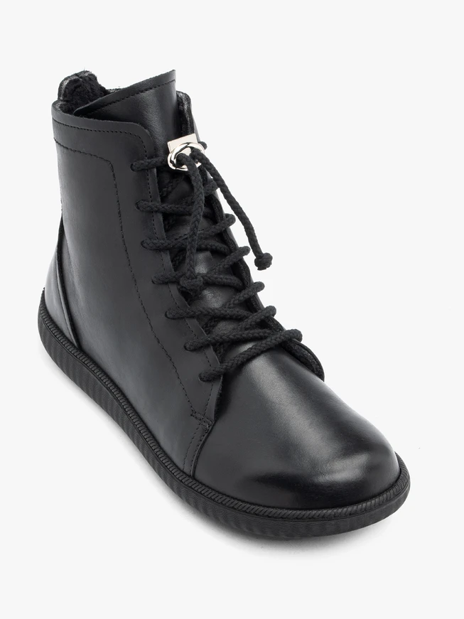 Schwarze Sportstiefel aus Glattleder