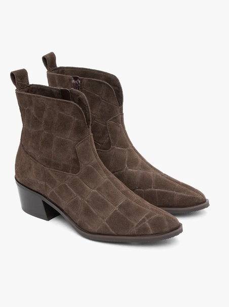 Braune Stiefel mit Krokodilledermuster