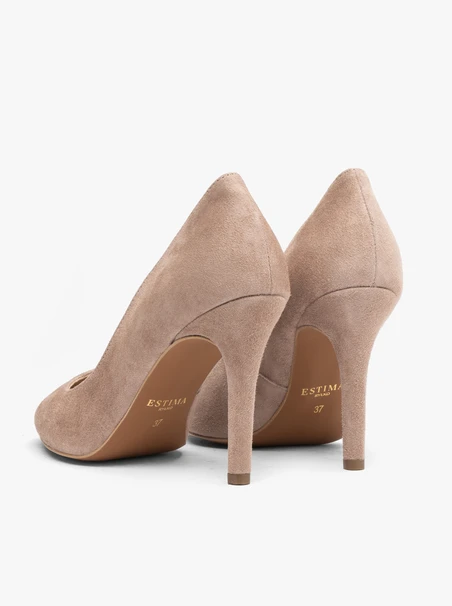 Beigefarbene Pumps aus Veloursleder