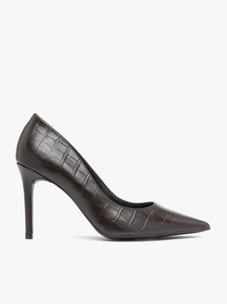 Dunkelbraune Stöckelschuhe aus Krokodilleder