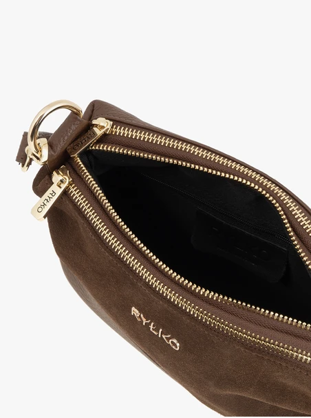 Handtasche aus hellbraunem Leder und Velours