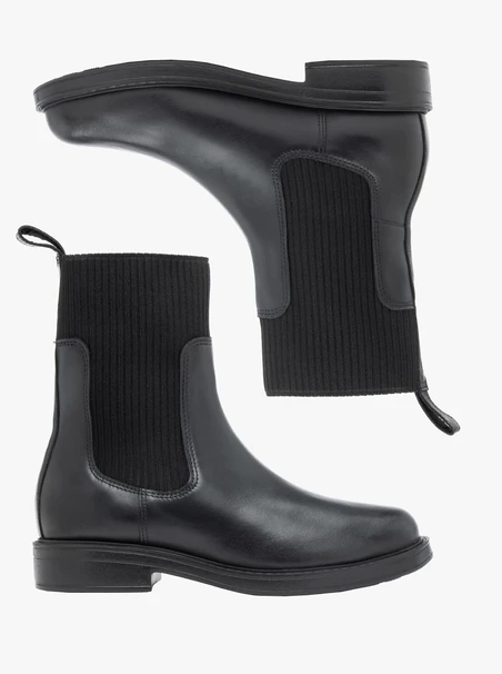 Schwarze, höhere Stiefeletten mit Gummizug
