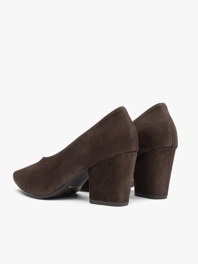 Dunkelbraune Pumps aus Veloursleder