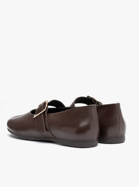 Dunkelbraune Riemchen-Ballerinas