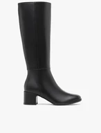 Schwarze Lederstiefel mit Absatz