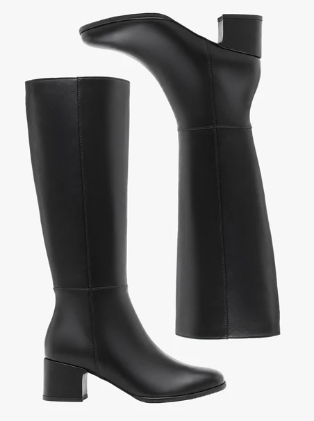 Schwarze Lederstiefel mit Absatz