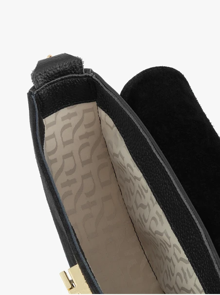 Schwarze Lederhandtasche mit Schnallenverschluss