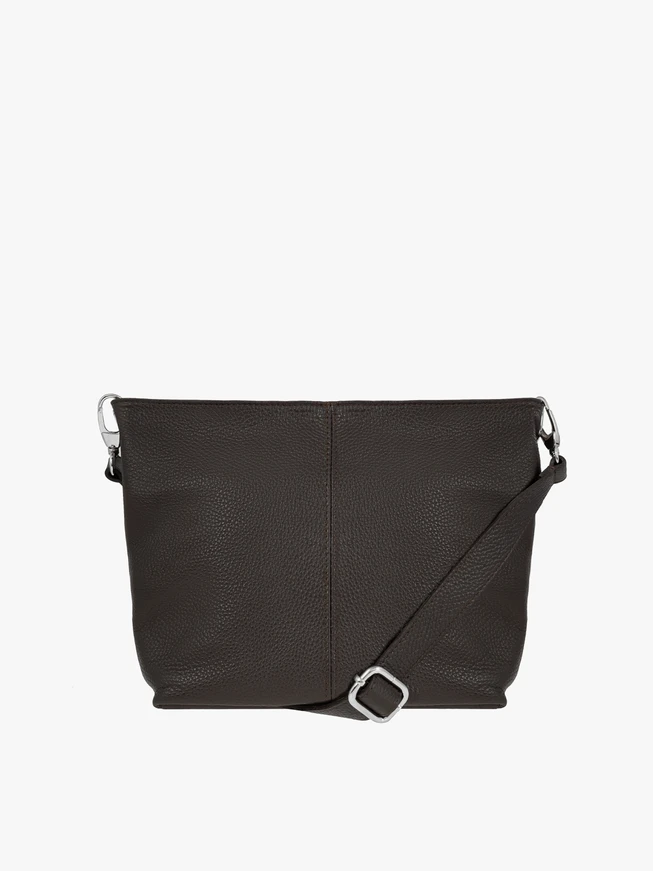 Handtasche aus dunkelbraunem Vollnarbenleder
