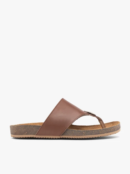 Braune Leder-Flip-Flops
