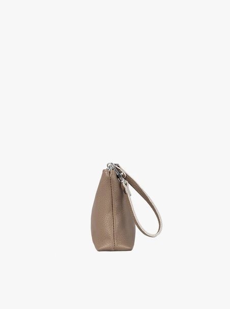Cremefarbene Kosmetiktasche aus Glattleder