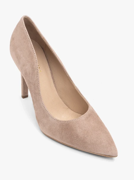 Beigefarbene Pumps aus Veloursleder