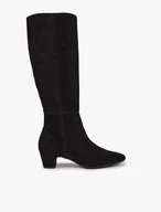 Schwarze Velourslederstiefel mit Stilettoabsatz