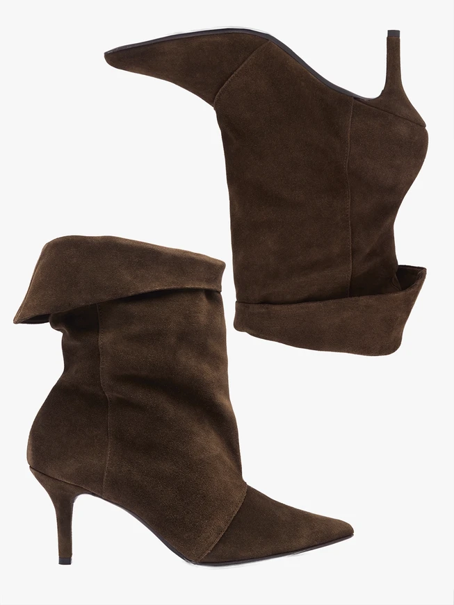 Braune Stiletto-Stiefel mit Manschetten