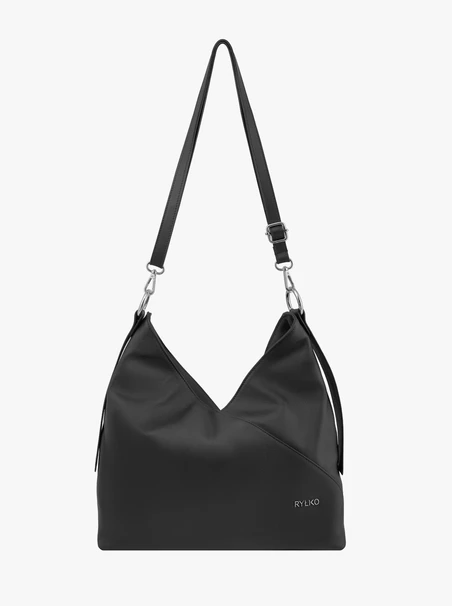 Große schwarze Handtasche aus Glattleder