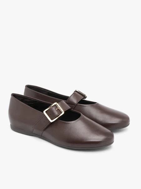 Dunkelbraune Riemchen-Ballerinas