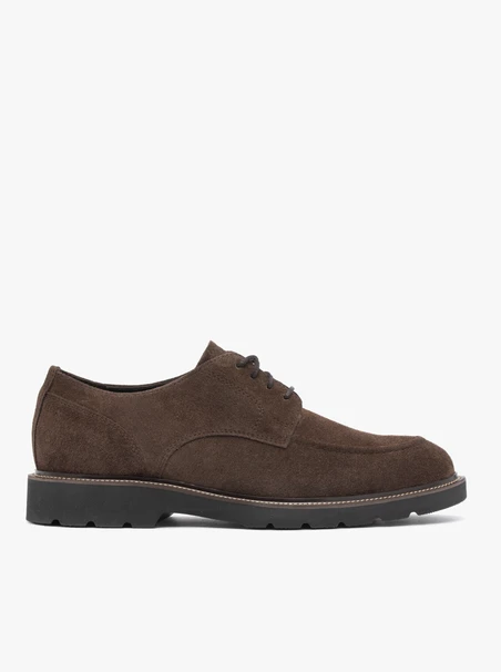 Halbschuhe aus dunkelbraunem Veloursleder
