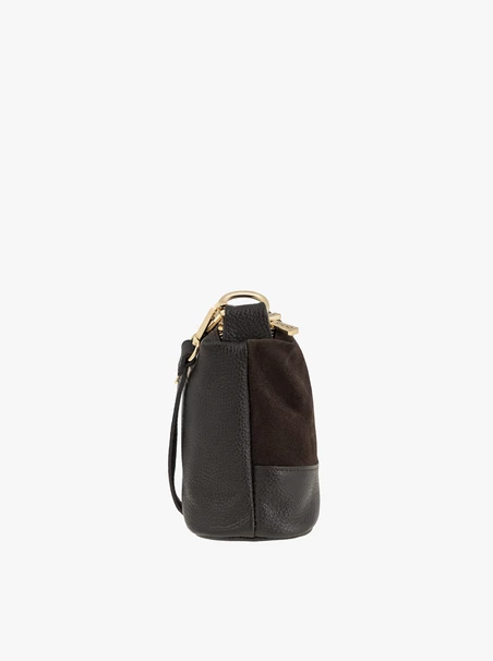 Handtasche aus braunem Leder und Velours