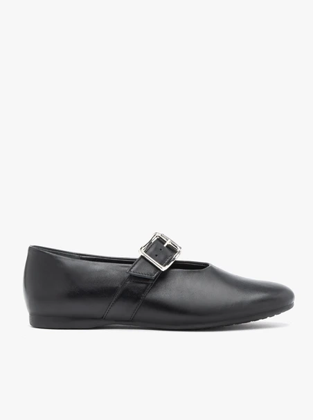 Schwarze Mary Jane Ballerinas mit Schnallenverzierung