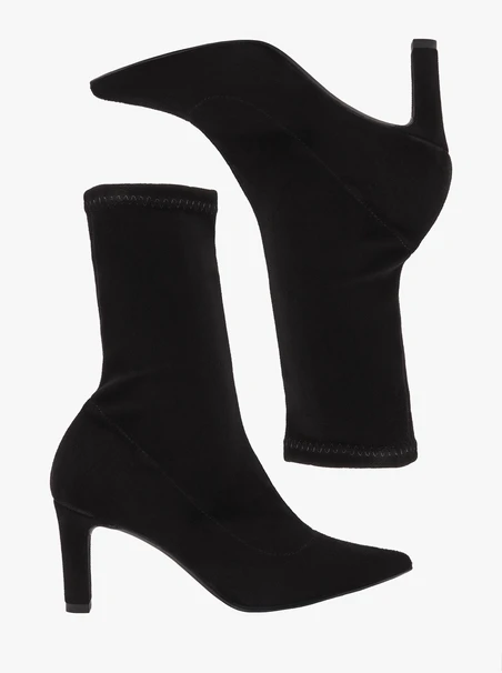 Schwarze Stiletto-Stiefel mit Gummizug