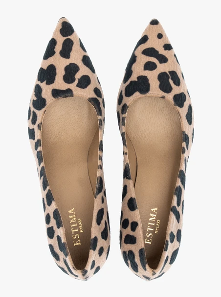 Beige-schwarze Pumps mit Ozelot-Muster