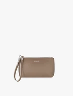 Beigefarbene Kosmetiktasche aus Glattleder