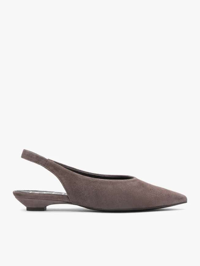 Dunkelbraune Pumps mit Slingback und spitzer Zehenpartie