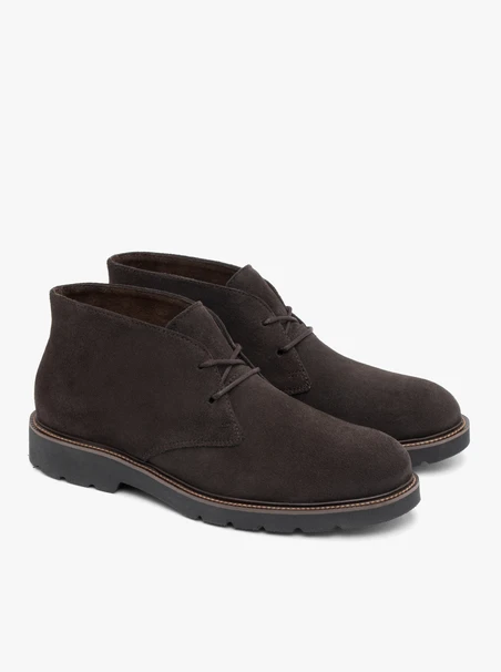 Dunkelbraune Velourslederstiefel