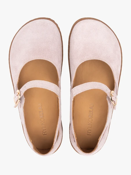 Rosa Barfuß-Ballerinas aus Veloursleder
