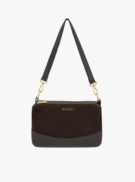 Handtasche aus braunem Leder und Velours
