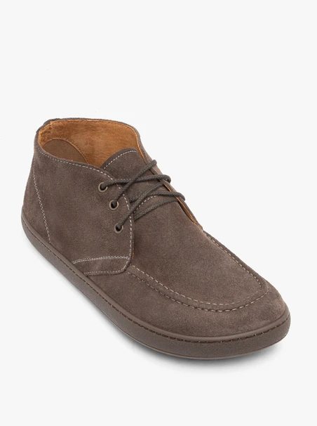 Graue Barefoot-Stiefel aus Veloursleder