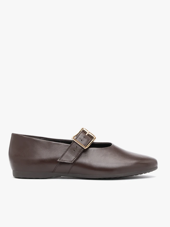 Dunkelbraune Riemchen-Ballerinas