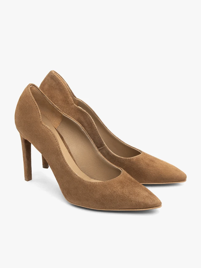 Stiletto-Pumps aus braunem Leder