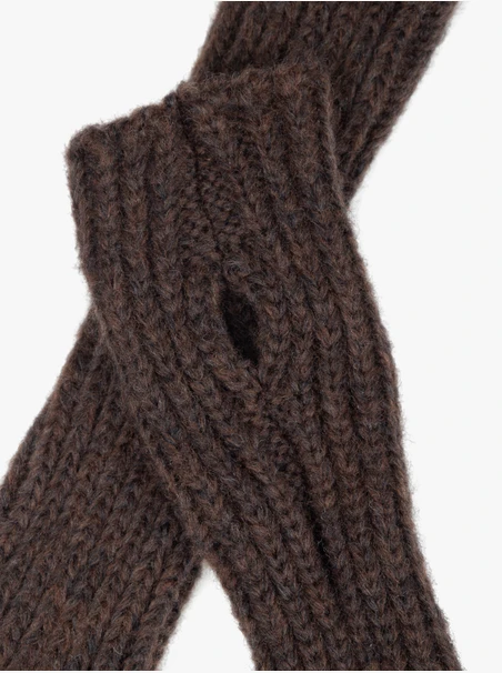 Braune Handwärmer aus Merinowolle