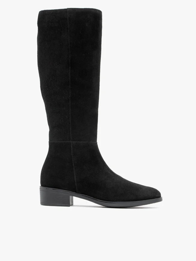 Schwarze Velourslederstiefel