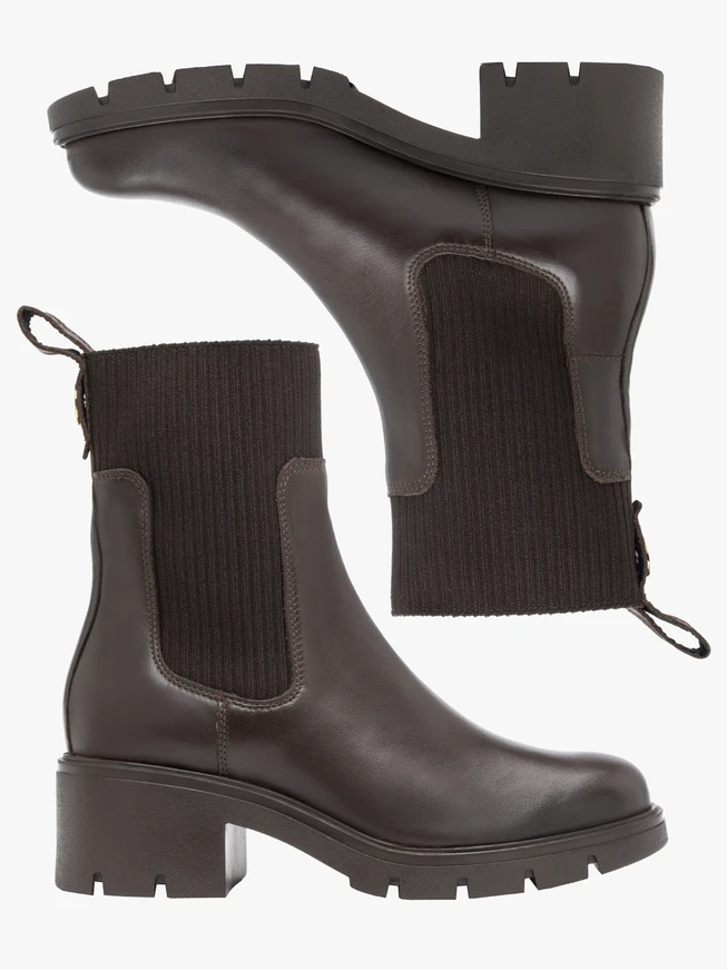 Dunkelbraune Stiefeletten mit Rippbündchen