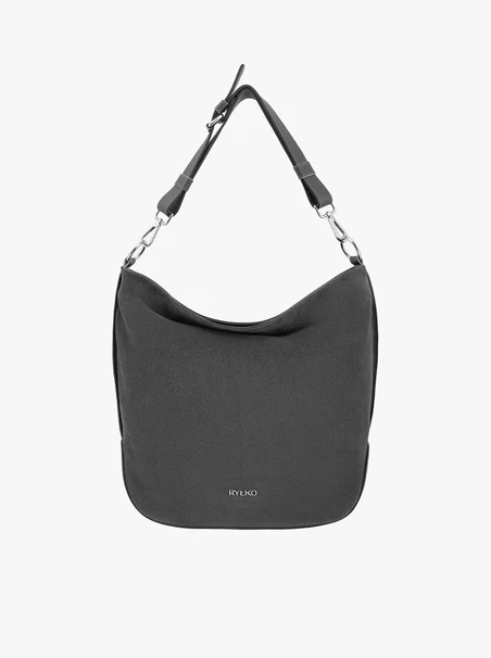 Dunkelgraue Lederhandtasche