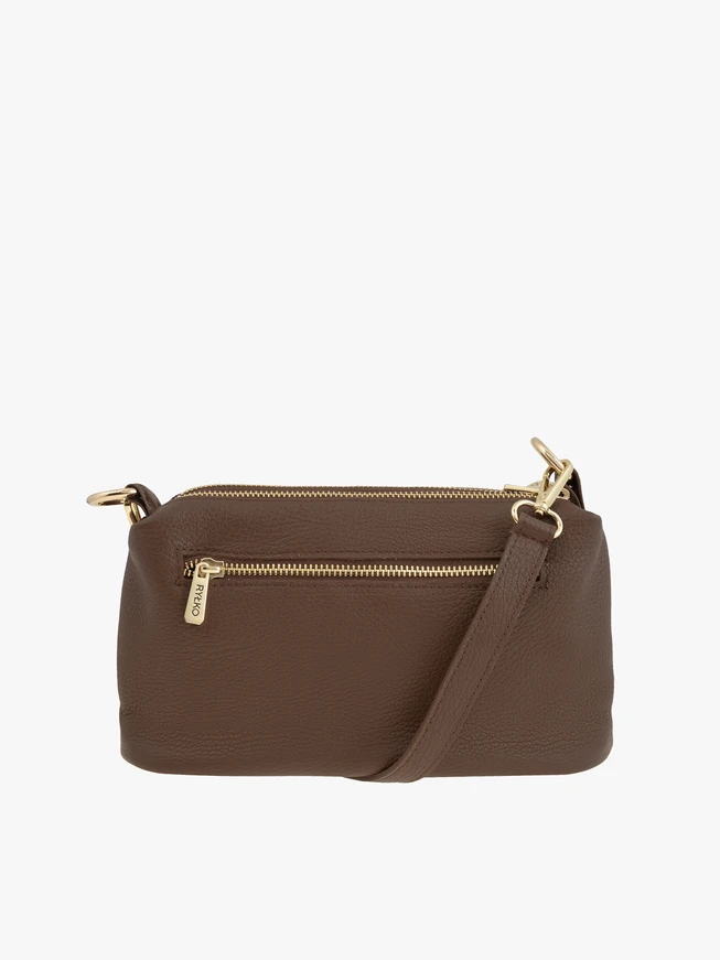 Handtasche aus hellbraunem Leder und Velours