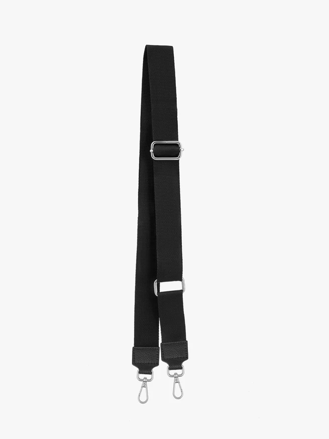 Schwarzer Handtaschenriemen aus Leder und Stoff