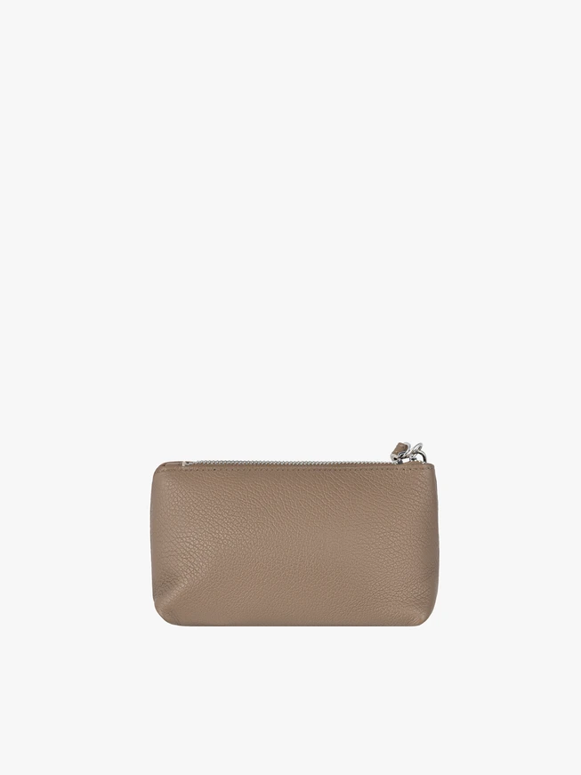 Beigefarbene Kosmetiktasche aus Glattleder