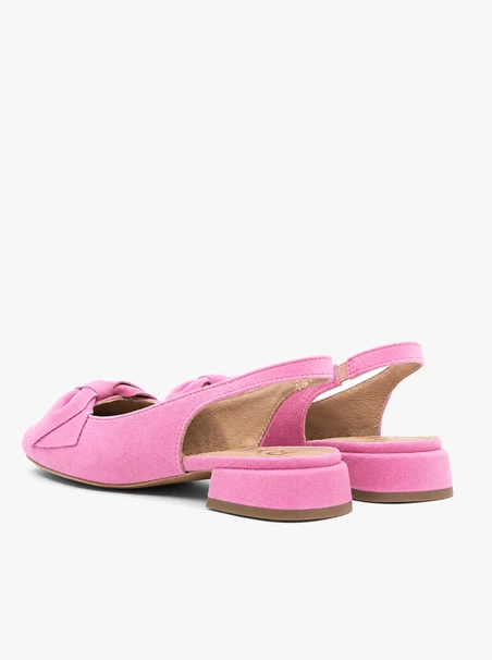 Rosa Slingback-Pumps ohne Absatz mit Schleife