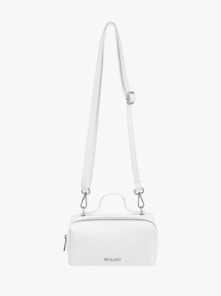 Weiße kleine Lederhandtasche
