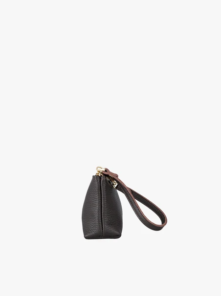 Braune Kosmetiktasche aus Glattleder