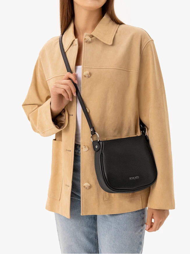 Handtasche aus schwarzem Vollnarbenleder