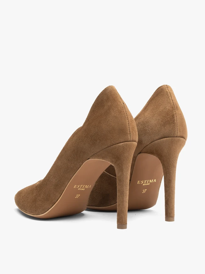 Stiletto-Pumps aus braunem Leder