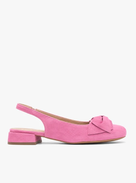 Rosa Slingback-Pumps ohne Absatz mit Schleife