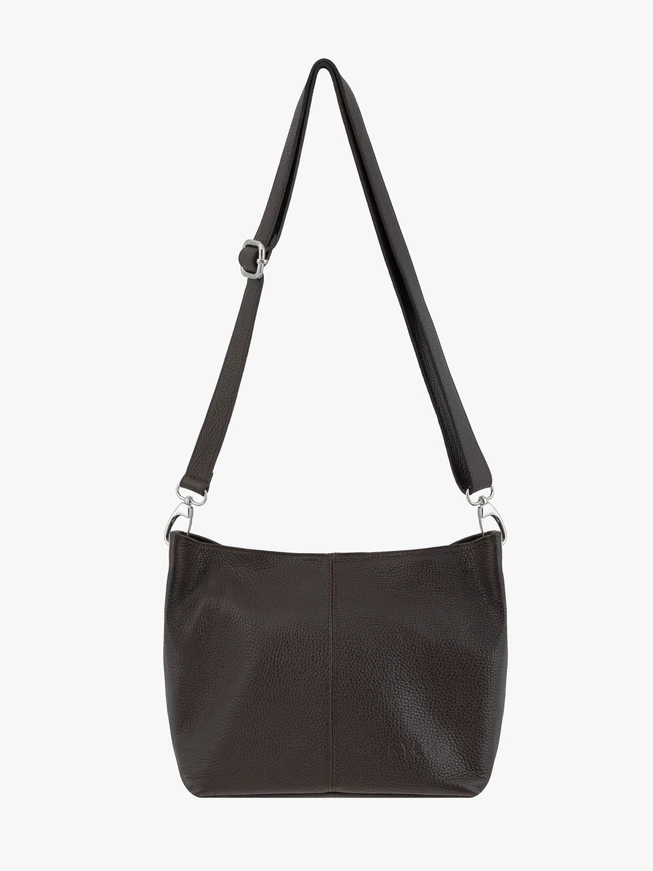 Handtasche aus dunkelbraunem Vollnarbenleder